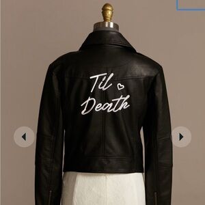 Til Death David’s Bridal Black vegan Leather moto Jacket